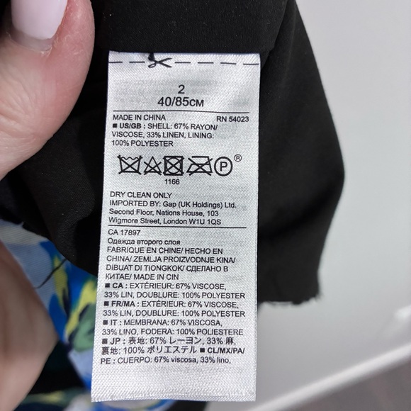 Banana Republic Black Linen Tunic Dress with Blue Floral Print - Picture 9 of 10